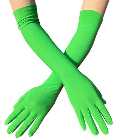 JekyTMP 2 Paar Lange Satin Handschuhe Damen Fingerhandschuhe Braut Tanzhandschuhe Abendhandschuhe Opernhandschuhe Handstulpen Brauthandschuhe Armstulpen Lang Ellenbogenhandschuhe Long Gloves (Grün)