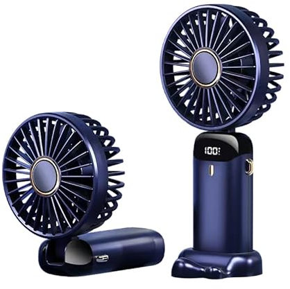 Rainberg Portable Handheld Fan with LED Display, 5-Speed Settings, 5000mAh Battery, 90-Degree Adjustable, Desk Fan, Hand Fan (Purple)