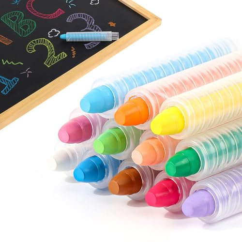 JDCMEI Staubfreie Kreide mit Kreidehalter, 12 Stück Kreidestifte für Tafel Abwaschbar, Staublose Kreide für Kinder, Waschbare Ungiftige Staublos Malkreide für Schule, Büro, Studium, Handwerk, Zeichnen