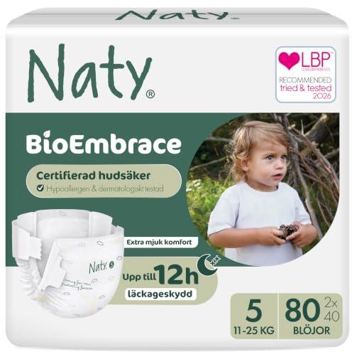 Naty BioEmbrace Baby Windeln, Größe 5 (11–25 kg), 80 Stück