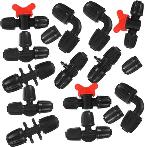 Gatuida 3 Set Accessori Per Tubi Pe Irrigazione A Goccia Di Irrigazione Connettori A Tubo Connettori Per Sistemi A Goccia Connettori Per Gocciolanti Nero Plastica 20 Pezzi * 3