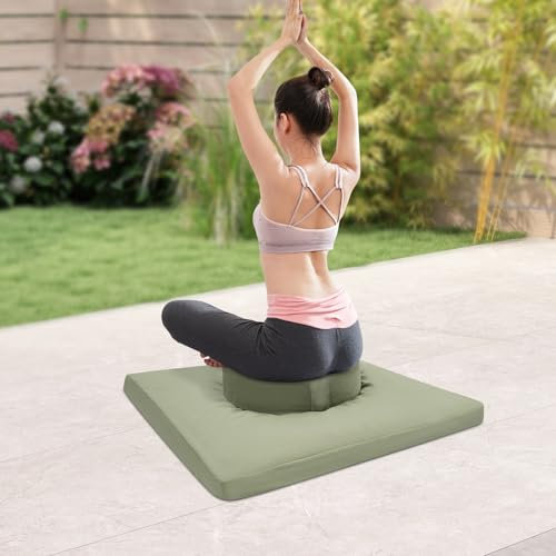 Apriltop Meditationskissen, Aus Samt, Buchweizenschalen und Baumwolle, Reine Farbe, Yogakissen Bodenkissen, für Schlafzimmer, Wohnzimmer, Balkone, Yogaräume, Innenhöfe (Grün)