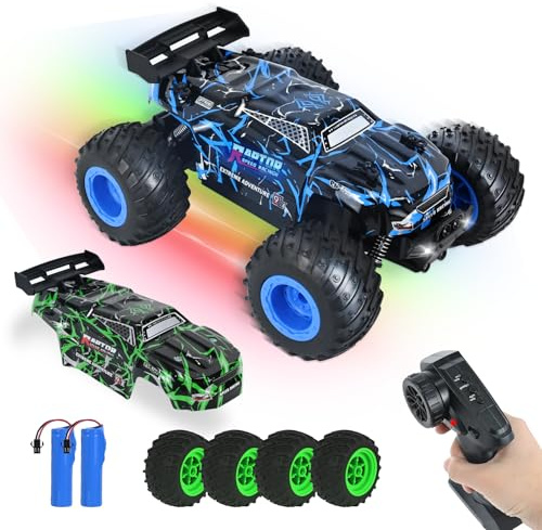 PATEMZON Coche Teledirigido, 1:20 2,4 GHz Monster Truck Teledirigido, Todoterreno RC, con Iluminación de Degradado de Color/Dos Carcazas/Neumáticos Bicolores, Perfecto Regalo para Niños 3+ Años