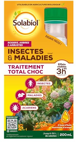 SOLABIOL Traitement Insectes & Maladies - Bidon Auto Doseur - 200ml | Insectes, Acariens, Maladies - Plantes Ornementales - à Base d'Huile Essentielle d'Orange - SOTOTORN200N