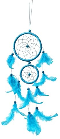 JYNXOR Acchiappasogni Blu, Acchiappasogni vintage con sensore di piume,decorazione da parete, acchiappasogni in stile bohemien,Fatti a Mano per Casa Camera Parete Appeso Ornamento Artigianato