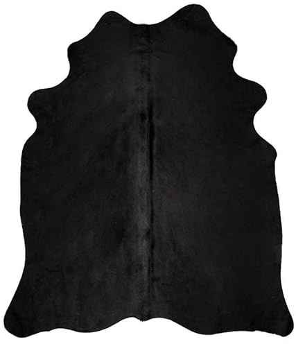 Eleganz Tappeto in vera pelle bovina, nero, 150 x 170 cm, resistente tappeto di lusso per soggiorno, camera da letto, materiale naturale, facile da pulire, elegante