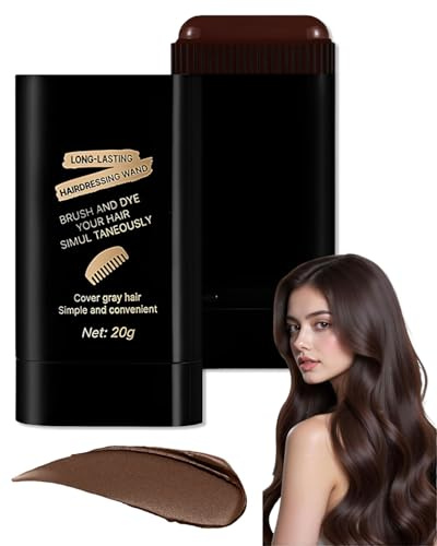 MOPZIJA Bâton de coloration 2-en-1 et peigne, teinture au peigne sûre et pratique, bâton de retouche, résistant à l'eau et à la sueur pour Les Cheveux Et Les Racines, Noir foncé Marron