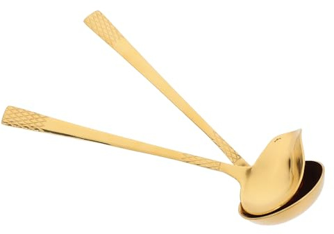 PACKOVE Cuchara para Salsa y Sopa de Acero Inoxidable 304, Cucharón Pequeño con Vertedor Tipo de Pato, Utensilio de Cocina Multifuncional Dorado para Servir Aceite y Salsas en Hogar