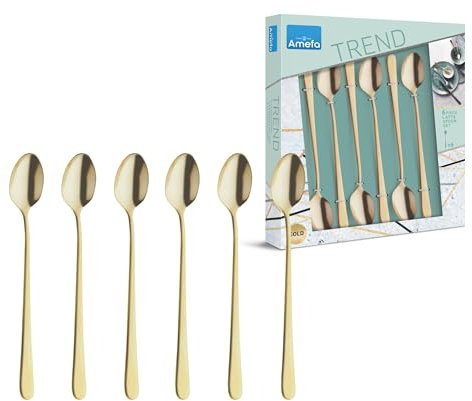 Austin - Juego de 6 cucharas con latte macchiato, color dorado mate