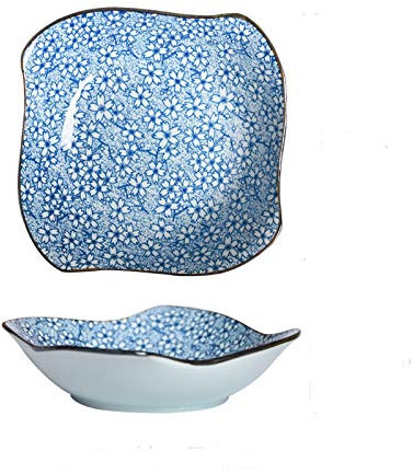 Plato de Pasta Placa De Cena De Porcelana Personalizada, Placa De Motivos Florales Adecuado for Pasta, Postre Y Bocadillos, 6 Pulgadas Pequeña Placa De Aperitivo Platos Llanos