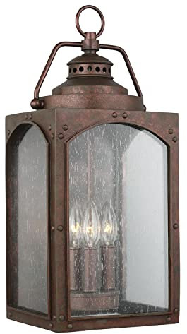Außenlampe Wand Laterne in Kupfer antik 3x E14 Rustikal Vintage IP44 Wandleuchte außen Garten Haus
