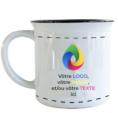 Teetaly – Tazza Vintage Personalizzabile In Ceramica, 300ml, Bianca Con Bordo Nero