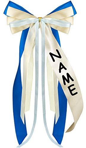 alles-meine.de GmbH große XL - Geschenkschleife/Schleife Farbwahl Junge & Mädchen - inkl. Name - 47 cm lang - mit edlen Satin Bändern + Tüllband - für Geschenk Geschenkband..