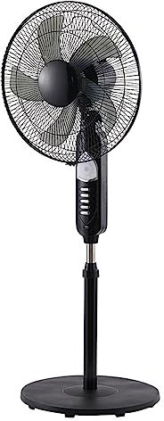 Buhelyc Ventilatore A Batteria Solare, 3 modalità Operative, Antirumore, 5 Lame, Grande Volume d'Aria, Base Stabile, Ventilatore da Terra, Oscillante, per Casa, Ufficio, Campeggio, Pesca All'Aperto