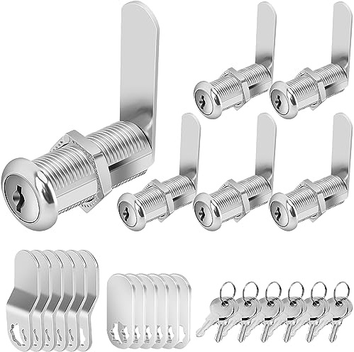 Cylinnda Cabinet Locks with Keys, 1-1/2 Long Cam Locks Keyed Alike, Cabinet Cam Lock Set for Cabinets RV Storage Locks Tool Box Lock Thick Drawer, Zinc Alloy (6 Pack, 1-1/2 Inch)