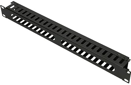 EXTRALINK Panel pasacables, Negro, Organizador de Cables para Rack de 19 Pulgadas, Acero, Accesorio armarios de Red, con Tapa metálica, Capacidad de Rack 1U
