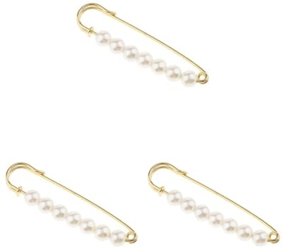 Lyxig imitation pärlor säkerhetsnål brosch nål klämma för halsduk klänning hijab pin, 7x1.8cm, Plast