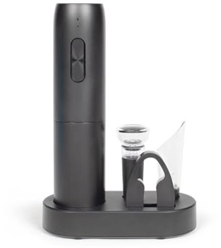Livoo GS159 - Set de vino eléctrico recargable - sacacorchos, cortatapas, aireador, boquilla, base de almacenamiento y carga, universal
