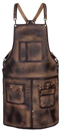 Schürze aus Vollnarbenleder, Metzgerschürze, Kochschürze, Kochschürze, Schmiedeschürze, Friseurschürze, Holzschürze, Geburtstagsgeschenk, Braunes Wachs, Einheitsgröße