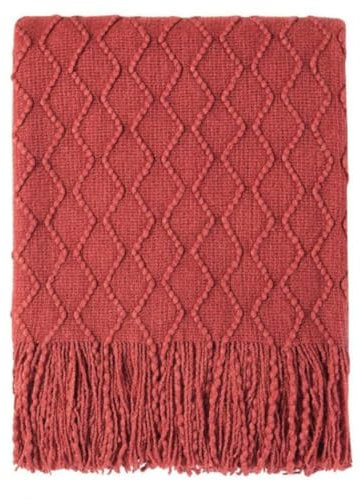 Blausky 1 Stück Kuscheldecke,Quaste Decke,Sofaüberwurf,Sofadecke,Stricken Sofa überwurfdecke,Schlafdecke,Tagesdecke,Couchdecke mit Fransen,Mehrzweck-Tagesdecke,Couch Blanket,Rot,130x230cm