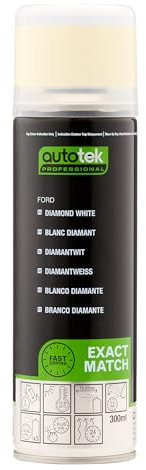 AutoTek Professional Exact Match Car Spray Paint, Ford Diamond White Aerosol Spray, 300 ml
