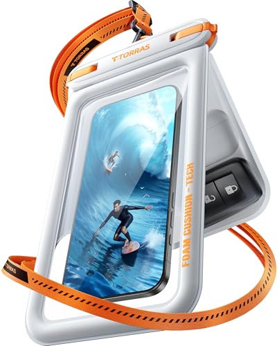 TORRAS wasserdichte Handyhülle [Doppelte Taschen] IP68 Unterwasser Handyhülle Wasserfeste Handytasche für Schwimmen, Waterproof Phone Case für Smartphone bis 7 Zoll- Weiß