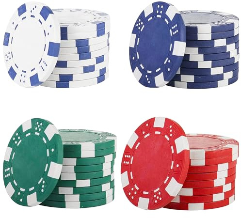 Hshenjhu 40 stycken pokerset, Texas Holdem ABS pokermarkset, komplett ohne poker chips nominella värden för spelkvällar, casinchips för poker, blackjack och spel (3 x 3 x 0,1 cm)