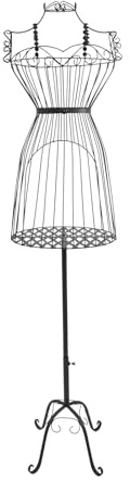 Vintage Kleiderpuppe Damen Schneiderpuppe, Metall Nähpuppe ideal als Schaufensterpuppe Weiblich oder Kleiderstände (Schwarz, 36*30*147CM)