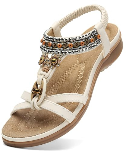 Littleplum Sandales Plats Femme Été Confortable Mode Tong Plage Claquettes,A blanc 40 EU