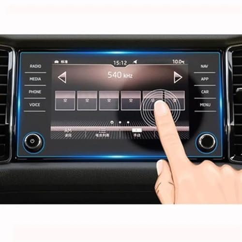 DRCIOQAZR Kompatibel Mit Skoda Für Kodiaq Für Karoq 2016 2017 2018 2019 6,5 Zoll 8 Zoll 9 Zoll Auto-GPS-Navigation Displayschutzfolie Aus Gehärtetem Glas Auto Navi-Schutzfolie(8 inch)