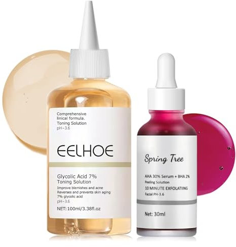 Glycolic Acid 7% Toning Solution, AHA 30% + BHA 2% Peeling Solution, Glycolic Acid Exfoliating Toner, Fruchtsäureessenz Flüssige, für Porenreinigung, Peeling, Unreinheiten, Akne