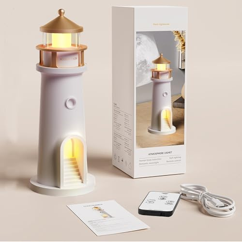 LUKIUP Leuchtturm Deko, LED Mondlicht Projektor Lampe mit Fernbedienung, Projektion Leuchtturm Lampe, Leuchtfeuer mit Fernbedienung,Leuchtturm Geschenk,für Schlafzimmer Weihnachten Geburtstag