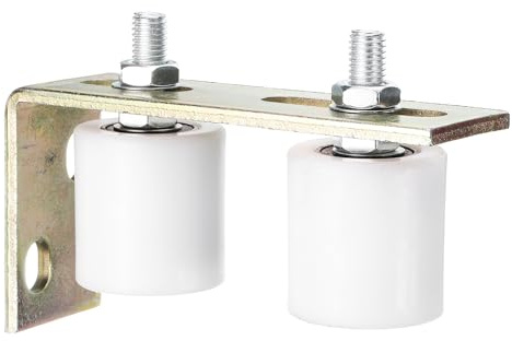 QUARKZMAN 2Pcs Rullo Guida Porta Scorrevole 2 Rulli in Nylon Assieme di Supporto Porta con Staffa Posteriore a L Guida Universale a Rulli con Cuscinetto a Sfera Sigillato Bianco