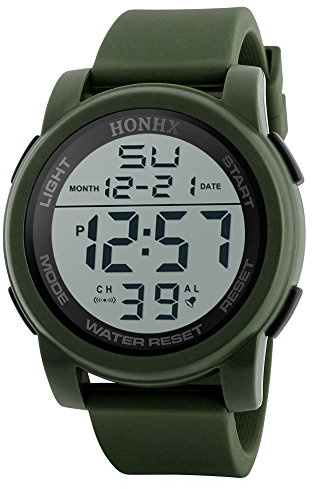 Armbandsur digital LED män analog sport herrklocka armring manschettklockor för kvinnor, gRÖN, En storlek