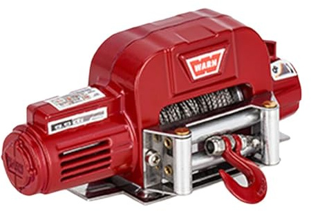 MotiveTech RC Car Winch, Upgraded Metal Electric Winch for 1:10 Scale RC Vehicles, DIY Modified Parts, Red