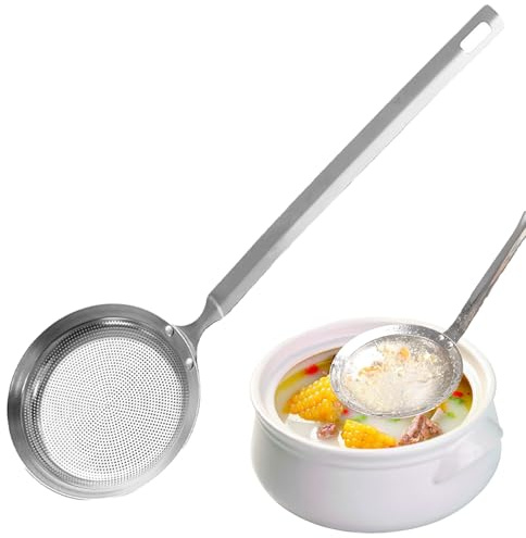 XIAOGUA Espumaderas de Cocina, Colador Metal, Espumadera Metálica Malla Fina, Espumadera Acero Inoxidable, Skimmers Cocina para Utensilios Resistente al Calor, Apto para Lavavajillas, Fácil de Limpiar