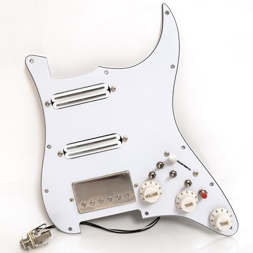 Guitar Prewired Loaded Pickguard Set for Strat Loaded Pickguard SSH Prewired - Alnico 5 Humbucker Pickup Set with Coil Split, Compatible with Stratocaster Style Electric Guitar Upgrade Kit (SN01)
