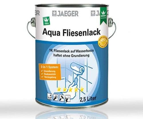 Jaeger Aqua Fliesenlack für Wandfliesen, seidenmatt (2,5 Liter, neve (weiß0800))