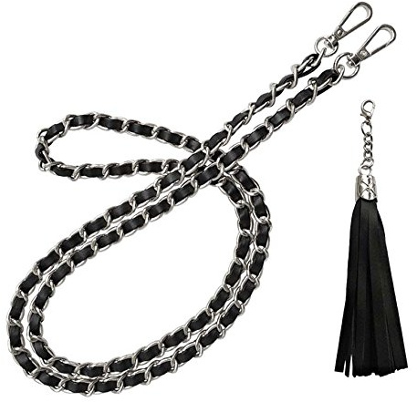 BEAULEGAN Purse Leather Chain Strap Replacement for Handbag Crossbody or Shoulder Bags, 130 cm Long (Black Silver)