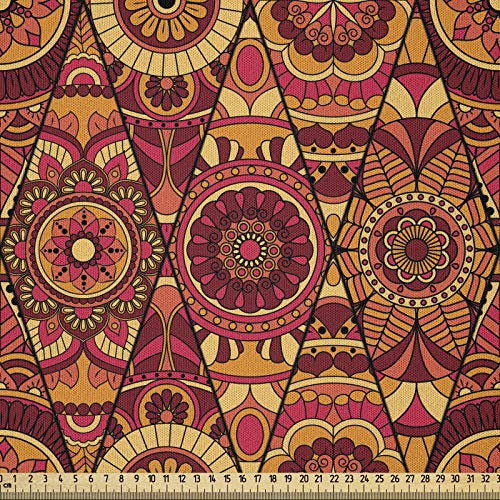 ABAKUHAUS Mandala Stoff als Meterware, Floral Boho Geometrisch, Microfaser Multi Zweck Dekostoff für Kunsthandwerke, 3M (230x300cm), Mehrfarbig