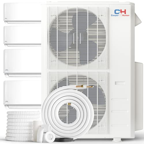 Cooper & Hunter Quad 4-Zone 9,000 + 9,000 + 18,000 + 18,000 BTU Ductless Mini Split Air Conditioner & Heat Pump – Cooling & Heating – Multi-Zone Inverter System – Includes 25FT Installation Kits