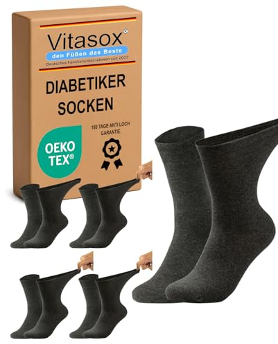 Vitasox Calzini per diabetici da uomo, calze mediche senza elastico, ideali per le vene, calzini sanitari contro tagli e pressione, 39-42