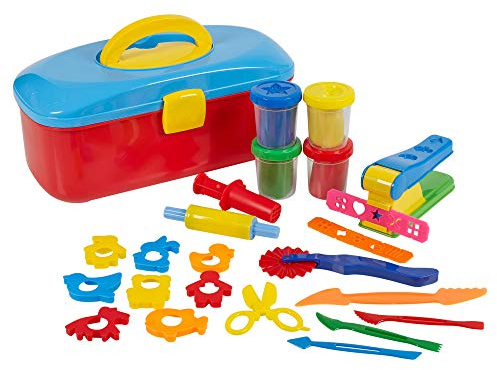 URBN-TOYS Kids Craft Dough, Play Clay Pretend Toy Sensory Activity with Shapes and Tools, Various Sets Available (Tool Case)