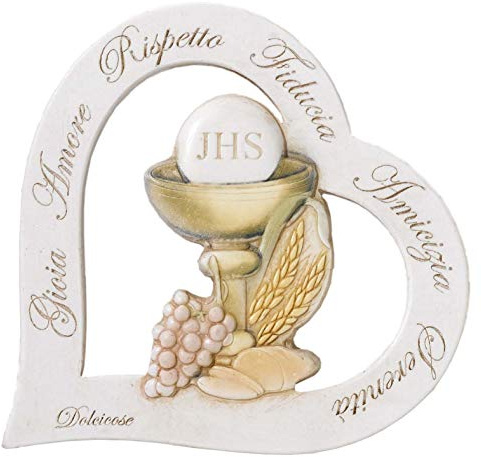 regalami. Shop Gastgeschenk Herz Kommunion Kelch durchbrochen aus rekompostiertem Stein 10 x 10 cm Linie Gretel komplett mit allem