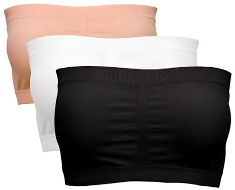 Alleen Damen Trägerloser BH Gepolster Atmungsaktiv Stretch Bra BH Ohne Träger Nahtlos Bandeau Top (L, Mehrfarbig1)