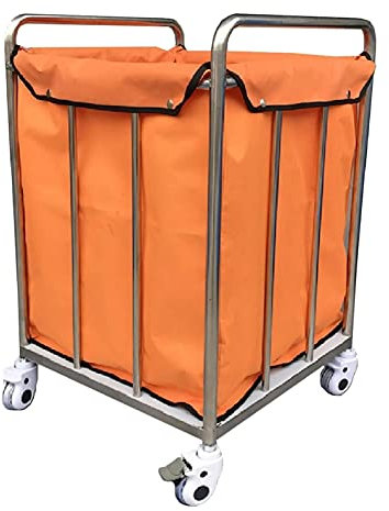 SGSG Wäschesortierwagen Krankenhaus Hotel Groß mit Taschen & Rädern - Edelstahl Kinderzimmerkorb/Wäschebehälter/Aufbewahrungskorb für schmutzige Kleidung