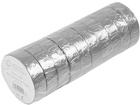 Cinta aislante gris 19 mm x 20 m, 10 unidades | Cinta aislante eléctrica, 10 unidades – AIT1920GREY