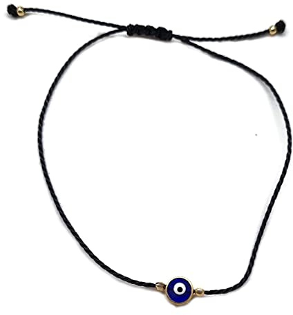 MYSTIC JEWELS By Dalia - Pulsera Hilo Rojo - Ojo Turco azul girando para Buene suerte (Negro)