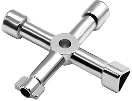 Bodiiwuliu Multifonction 4 façons Universal Triangle Clé,multifonction, clé à interrupteur croisé universel, pour Ascenseurs, Armoires Electriques, Vannes (Argent)