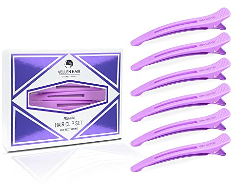 Vellen Hair Clips 6 Stück zum Abteilen und Stylen, Haarspange für professionelles Styling, rutschfeste Haarspangen mit Silikonband, große Gummi-Haarstyling-Clips für Frauen – Lila